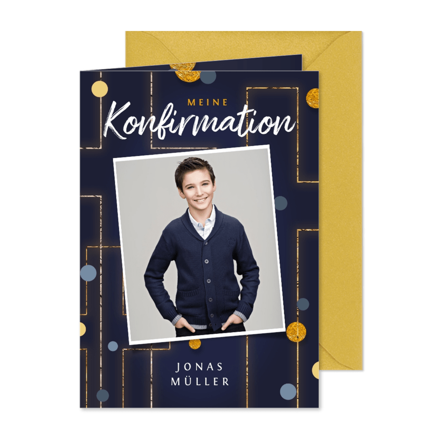 Einladung Konfirmation Foto dunkelblaues Kreuz - Karteneindruck
