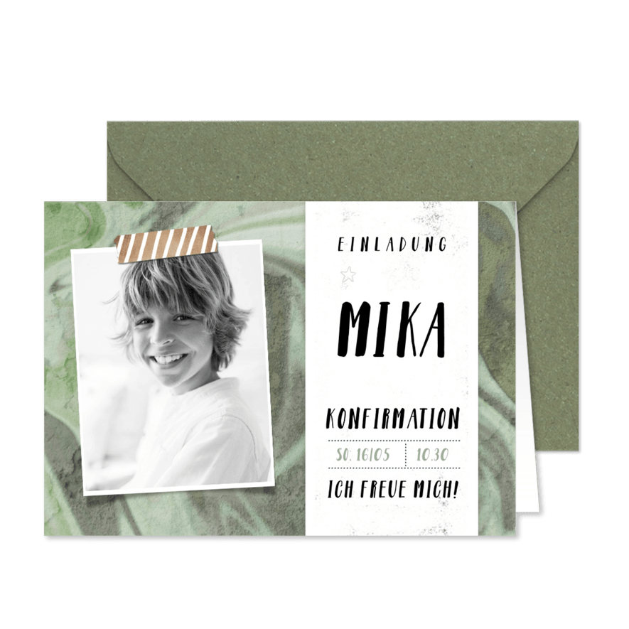 Einladung Konfirmation Foto und Graffiti - Karteneindruck