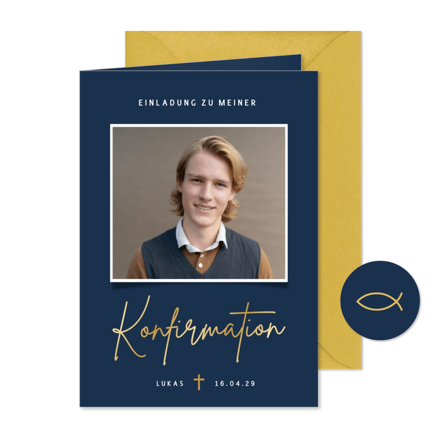 Einladung Konfirmationsfeier mit Foto - Karteneindruck