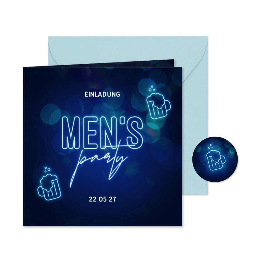 Einladung 'Men's Party' Neonlook - Karteneindruck