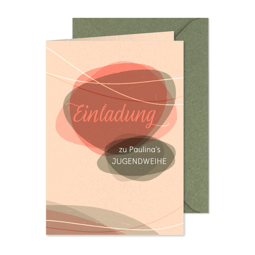 Einladung mit abstraktem Motiv im Boho-Stil - Karteneindruck
