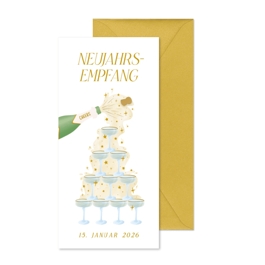 Einladung Neujahrsempfang Champagner-Turm - Karteneindruck
