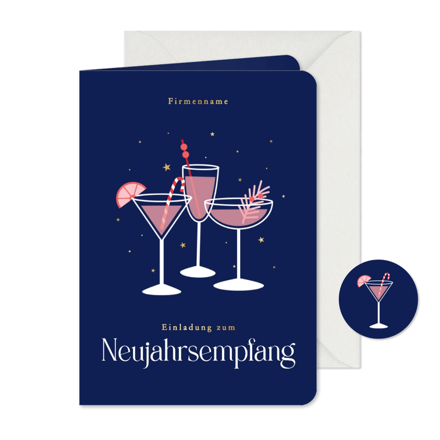 Einladung Neujahrsempfang Cocktails & Sternchen - Karteneindruck
