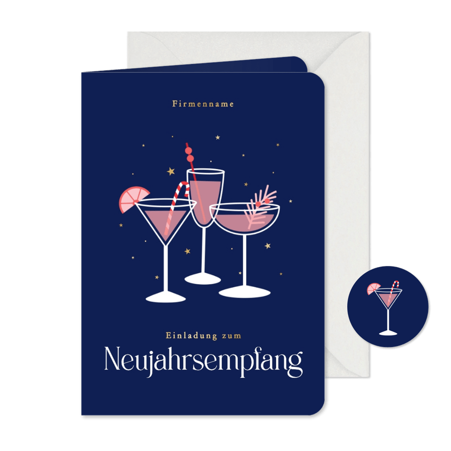 Einladung Neujahrsempfang Cocktails & Sternchen - Karteneindruck