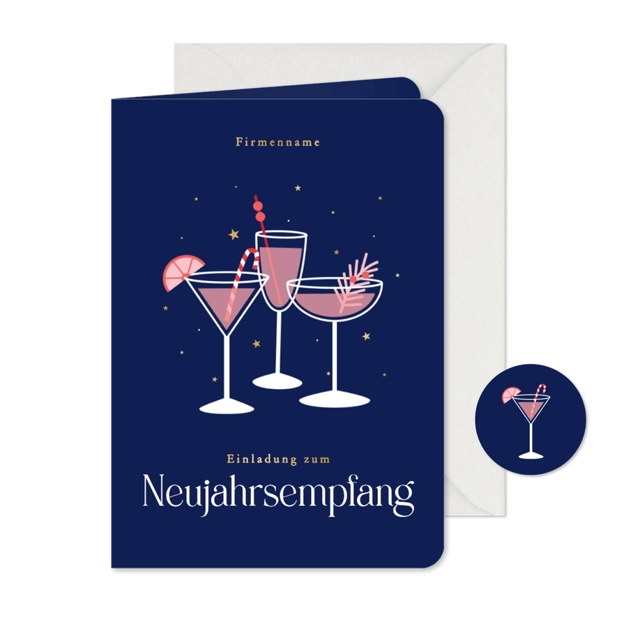 Einladung Neujahrsempfang Cocktails & Sternchen - Karteneindruck
