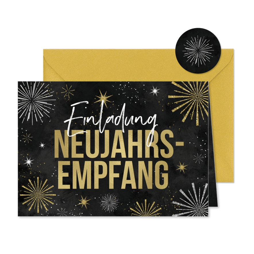 Einladung Neujahrsempfang Feuerwerk - Karteneindruck