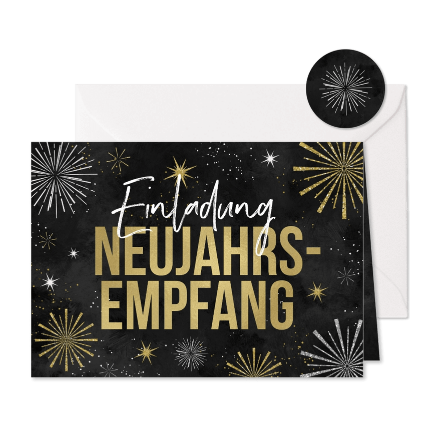 Einladung Neujahrsempfang Feuerwerk - Karteneindruck
