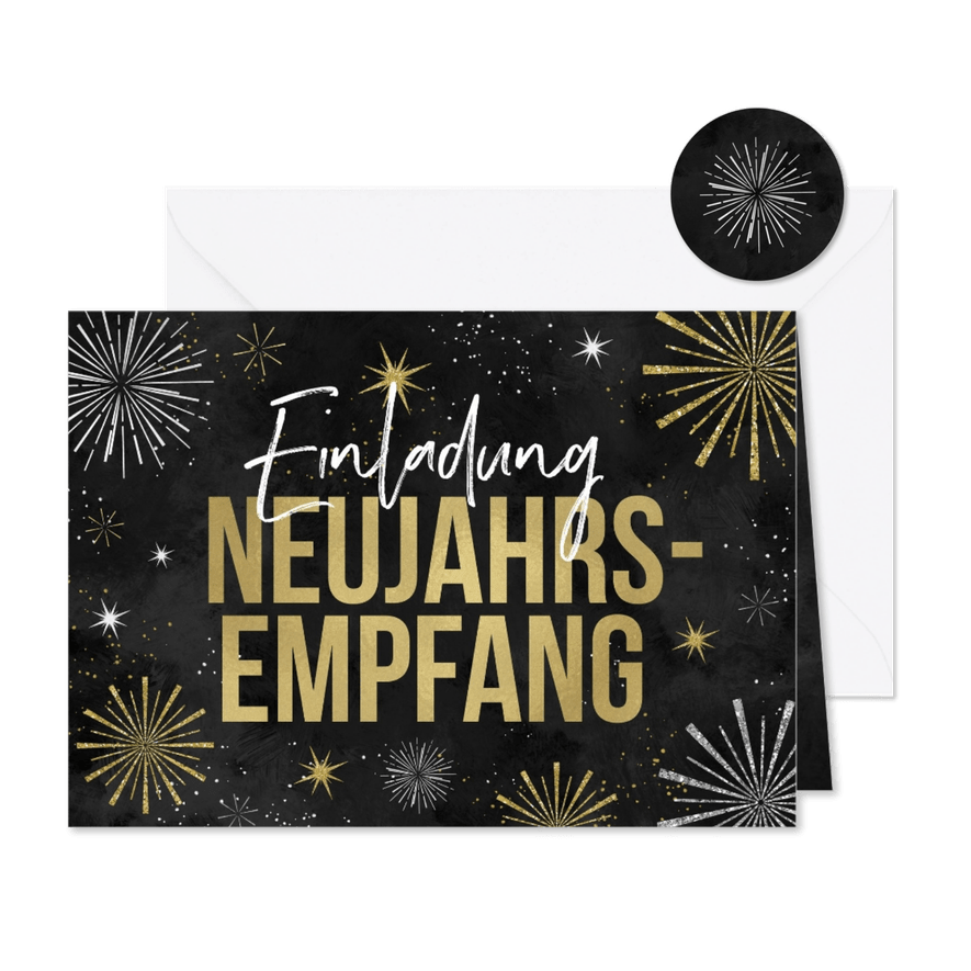 Einladung Neujahrsempfang Feuerwerk - Karteneindruck
