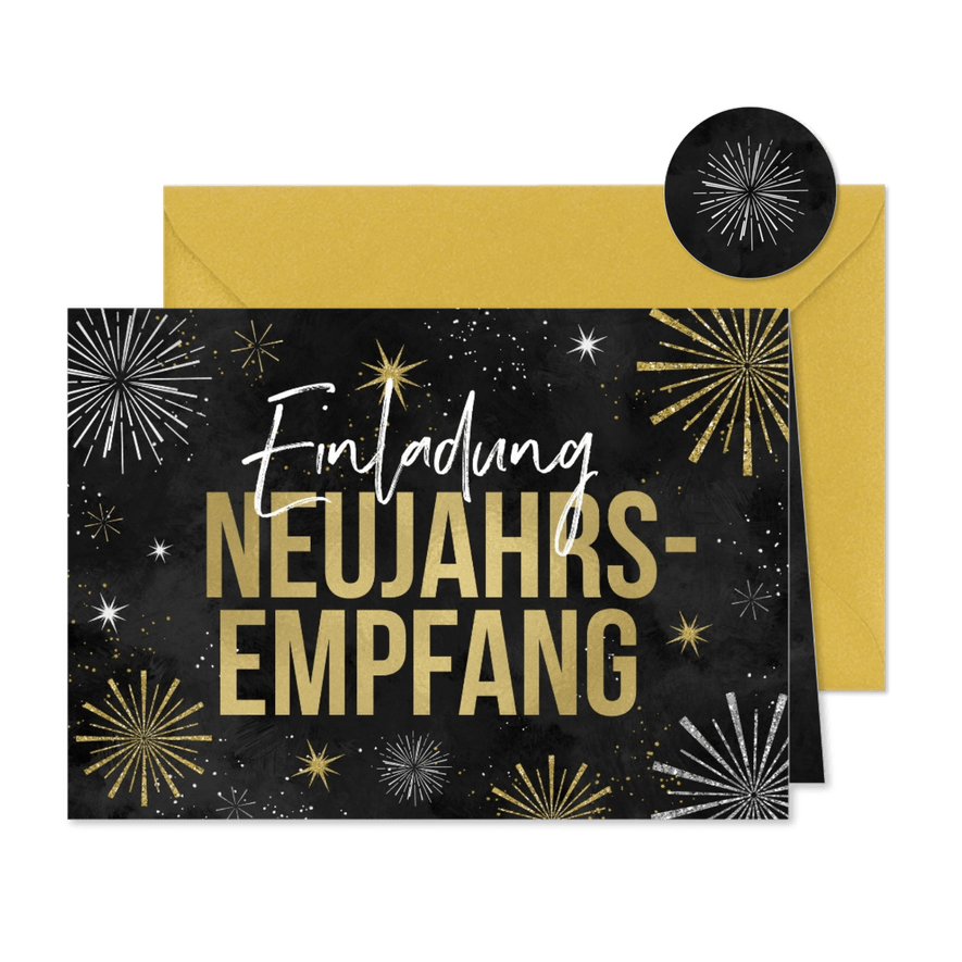 Einladung Neujahrsempfang Feuerwerk - Karteneindruck
