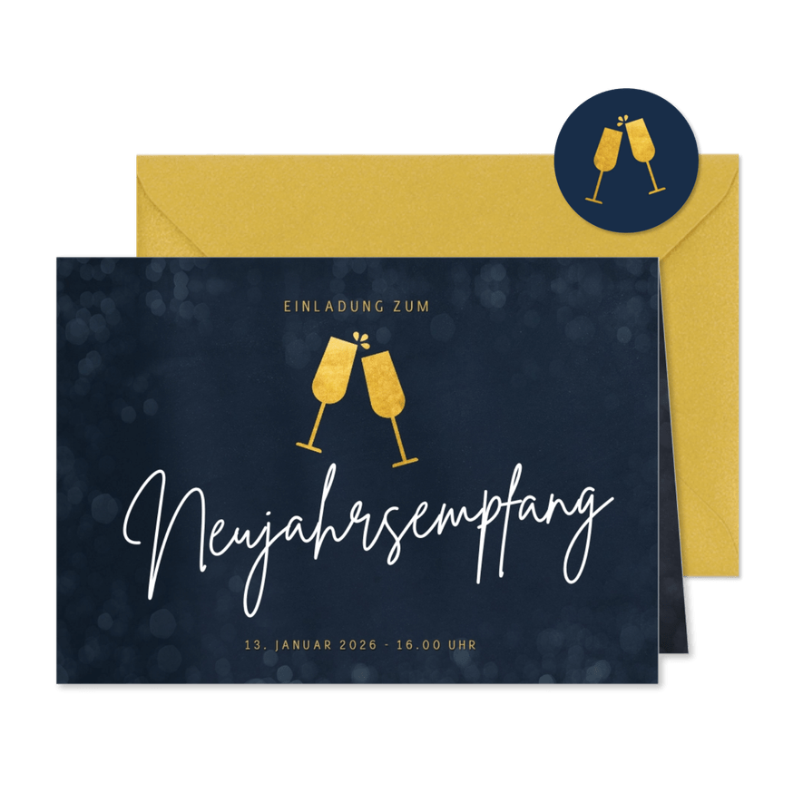 Einladung Neujahrsempfang Sektgläser - Karteneindruck
