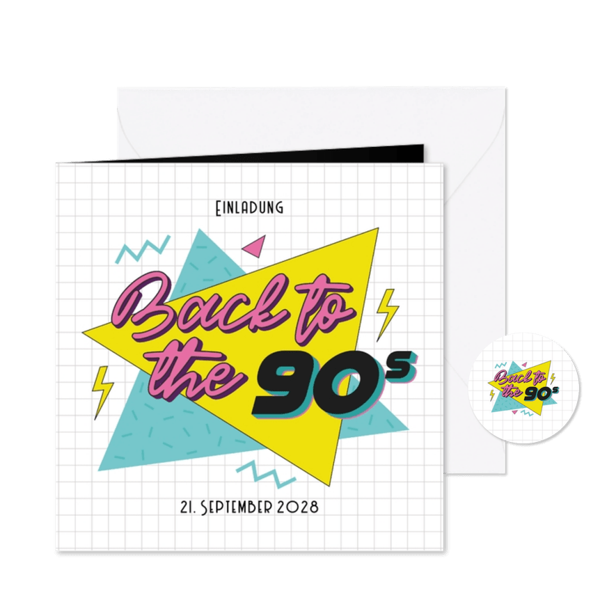 Einladung Neunziger-Party 'Back to the 90s' - Karteneindruck
