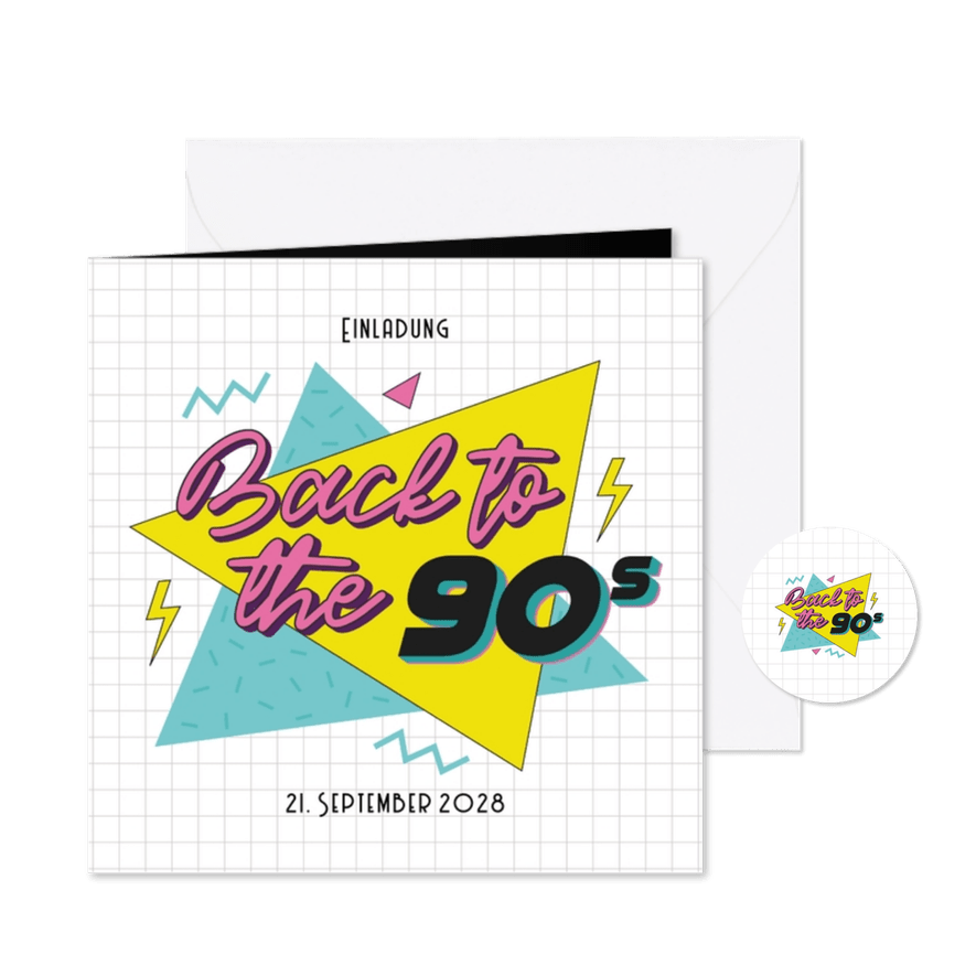 Einladung Neunziger-Party 'Back to the 90s' - Karteneindruck