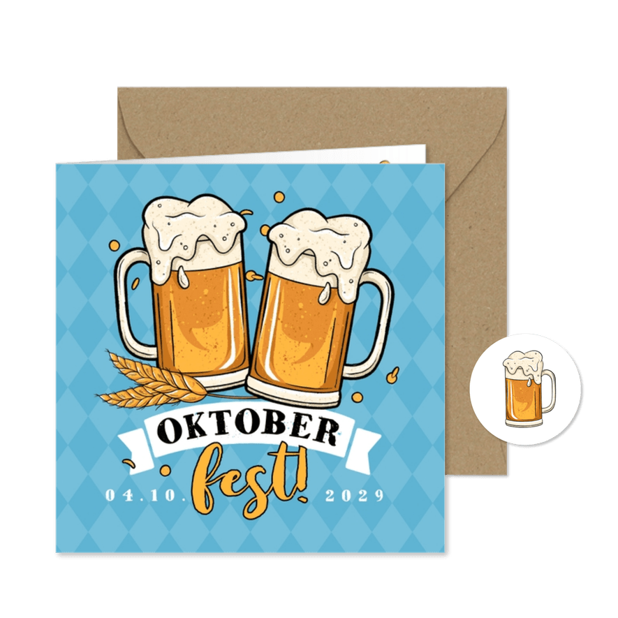 Einladung Oktoberfest Maßkrüge - Karteneindruck
