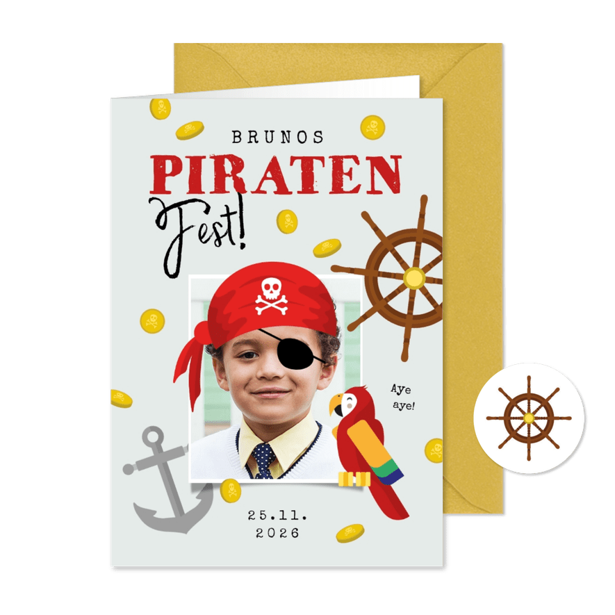 Einladung Piraten-Kindergeburtstag Junge - Karteneindruck
