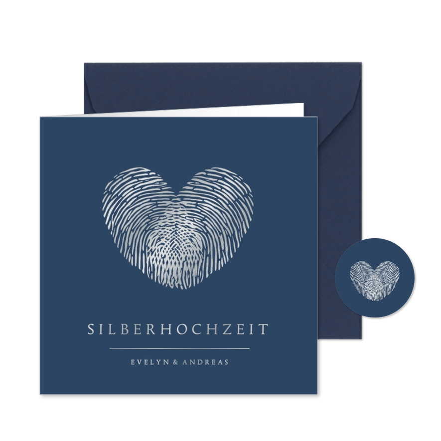 Einladung Silberhochzeit Fingerabdrücke - Karteneindruck