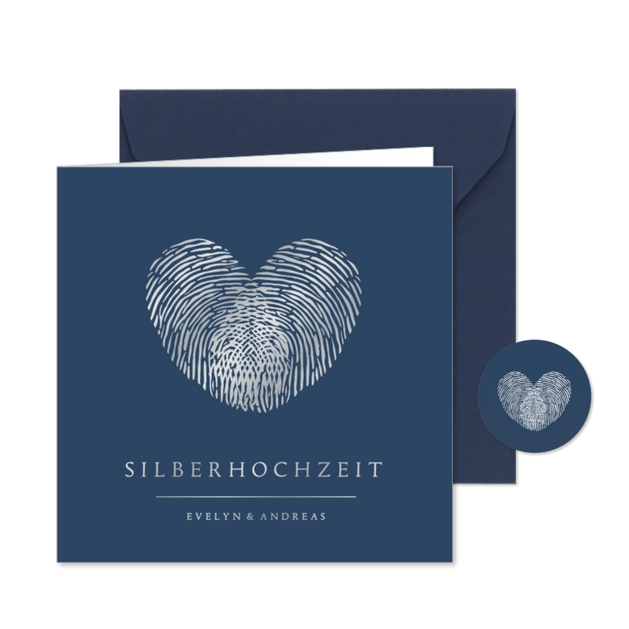 Einladung Silberhochzeit Fingerabdrücke - Karteneindruck
