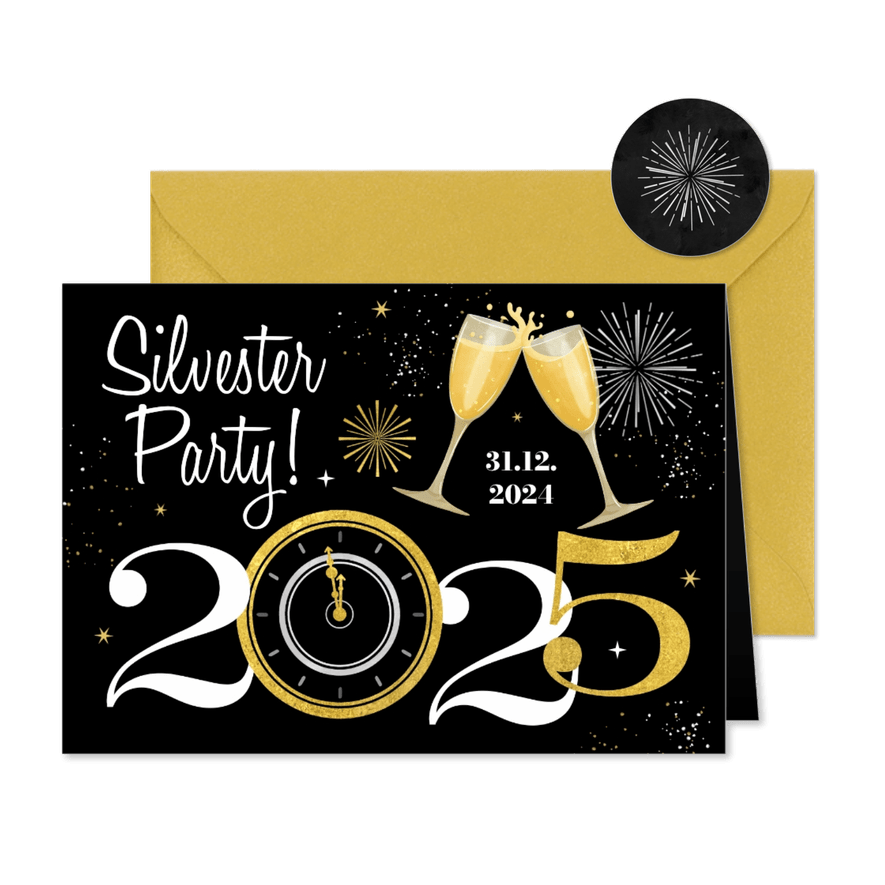 Einladung Silvester-/Neujahrsparty 2024/2025 - Karteneindruck
