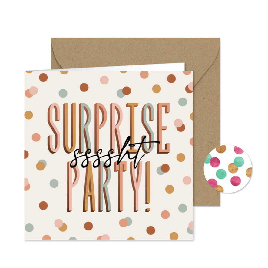 Einladung Surpriseparty Konfetti - Karteneindruck
