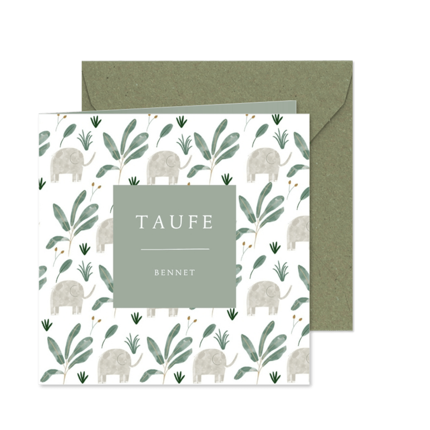 Einladung Taufe klassisch kleine Elefanten Foto innen - Karteneindruck

