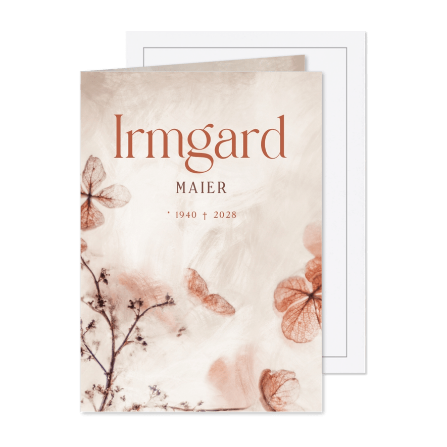 Einladung Trauerfeier florale Illustration - Karteneindruck
