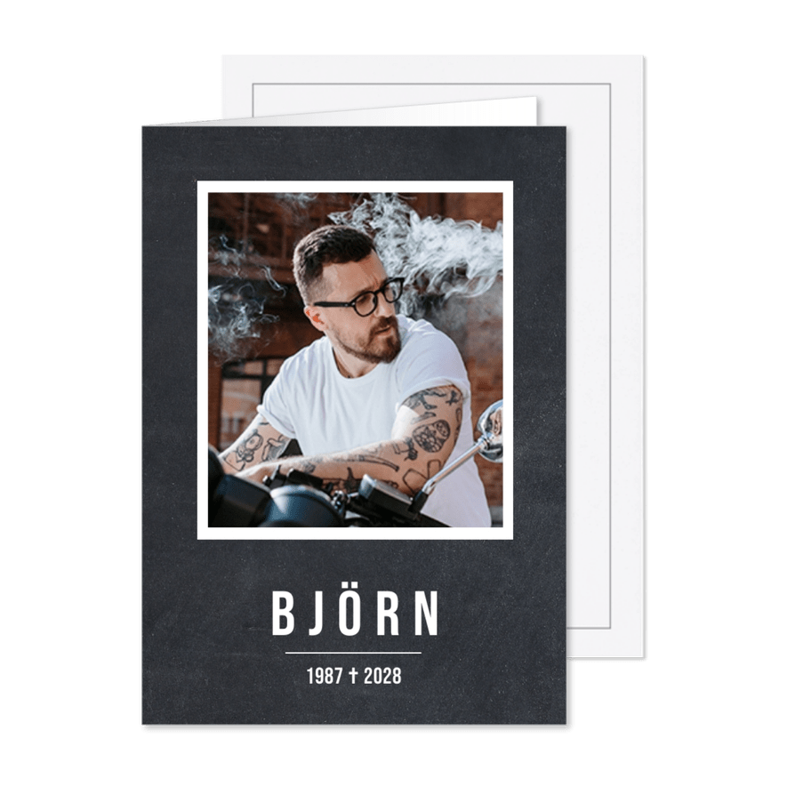 Einladung Trauerfeier Foto modern schwarzweiß - Karteneindruck