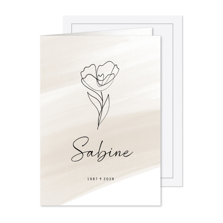 Einladung Trauerfeier schlichte Mohnblume - Karteneindruck