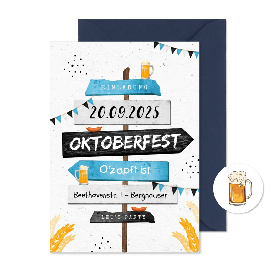 Einladung Wegweiser Oktoberfest - Karteneindruck