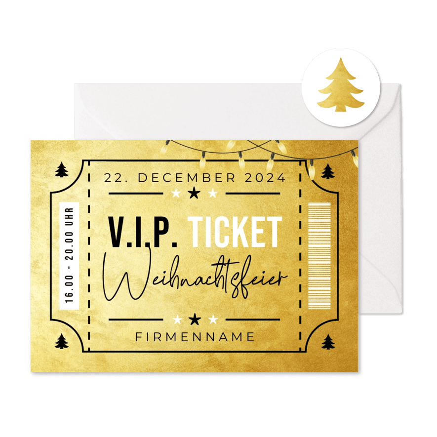 Einladung Weihnachtsfeier V.I.P.-Ticket - Karteneindruck
