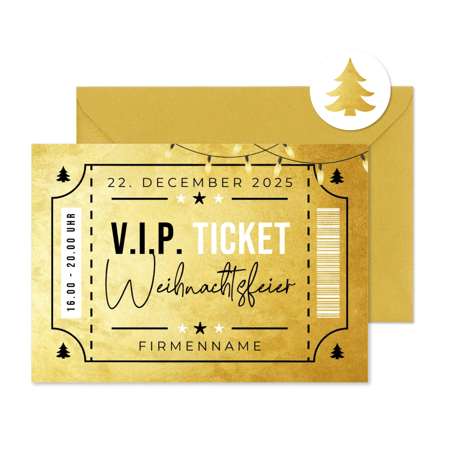Einladung Weihnachtsfeier V.I.P.-Ticket - Karteneindruck