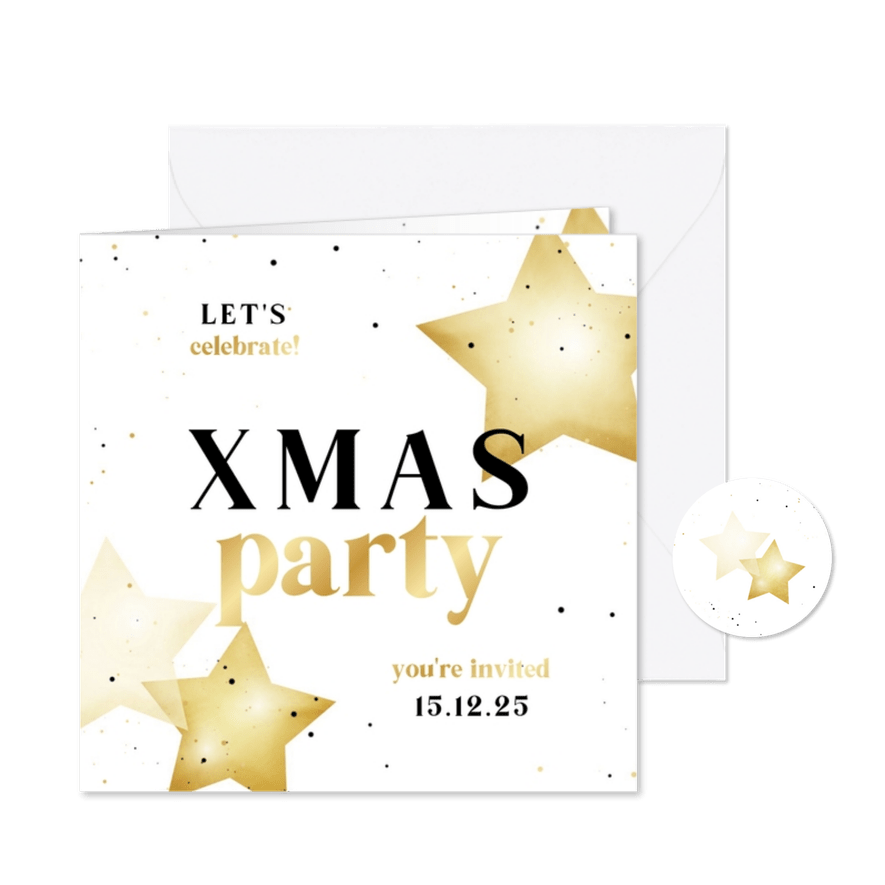 Einladung Weihnachtsfeier 'XMAS-Party' Sterne - Karteneindruck
