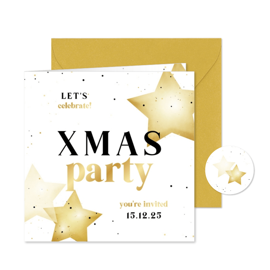 Einladung Weihnachtsfeier 'XMAS-Party' Sterne - Karteneindruck
