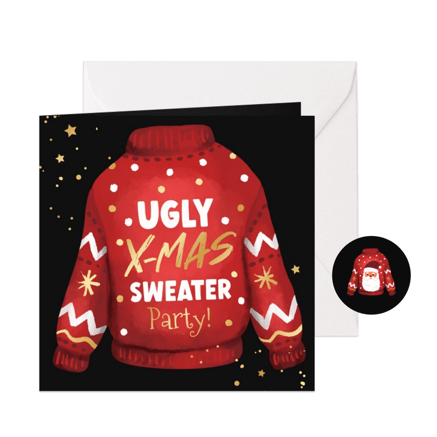 Einladung Weihnachtsparty 'Ugly Xmas Sweater' - Karteneindruck
