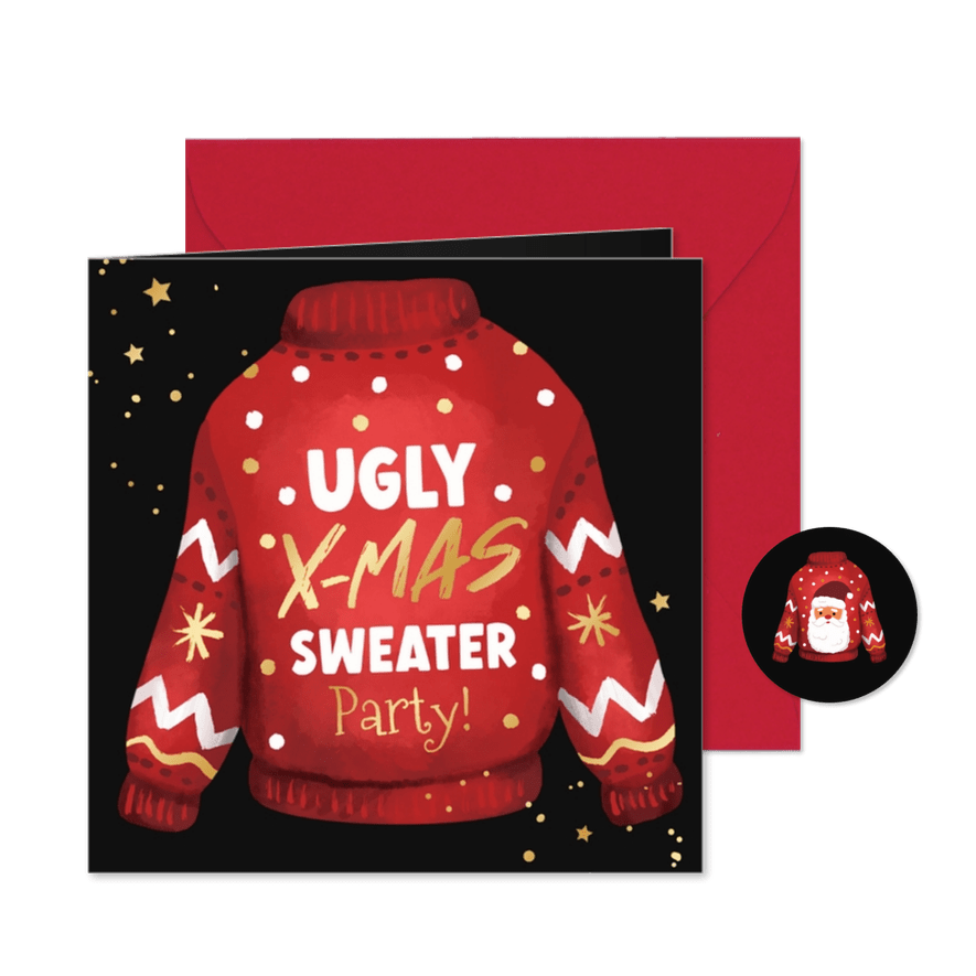 Einladung Weihnachtsparty 'Ugly Xmas Sweater' - Karteneindruck
