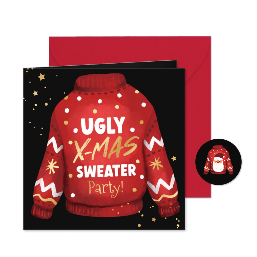 Einladung Weihnachtsparty 'Ugly Xmas Sweater' - Kartenvorschau