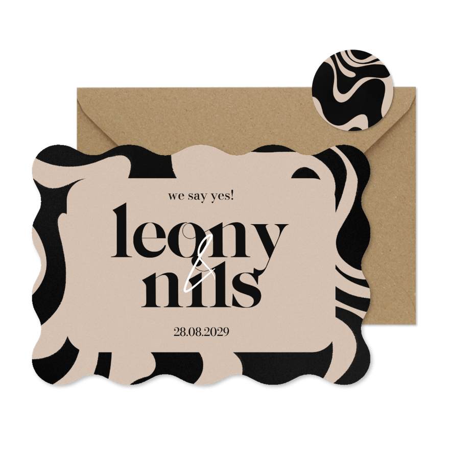 Einladung Wellenkarte abstrakte Wellenform Hochzeit - Karteneindruck