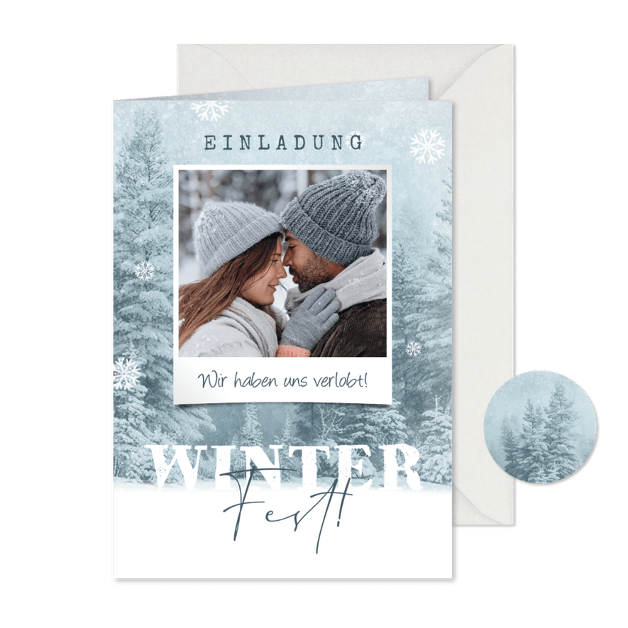 Einladung Winterfest Foto auf Winterlandschaft - Kartenvorschau
