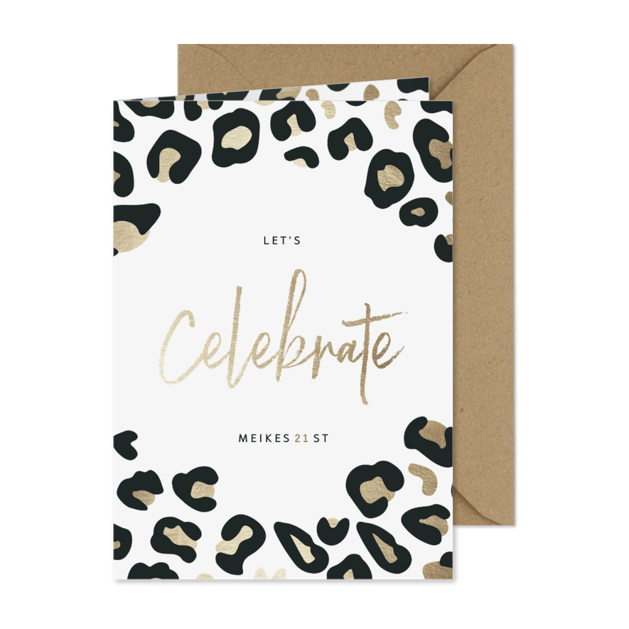 Einladung zum 21. Geburtstag Leopardenmuster - Karteneindruck
