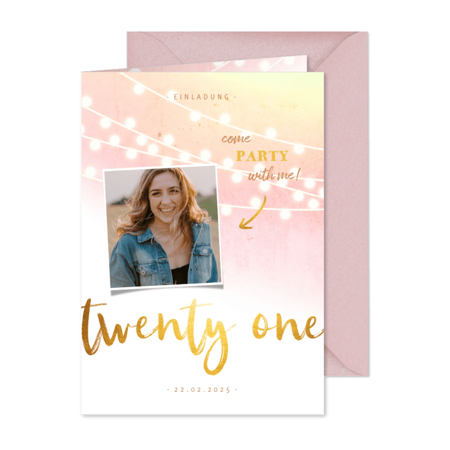 Einladung zum 21. Geburtstag mit Foto - Karteneindruck