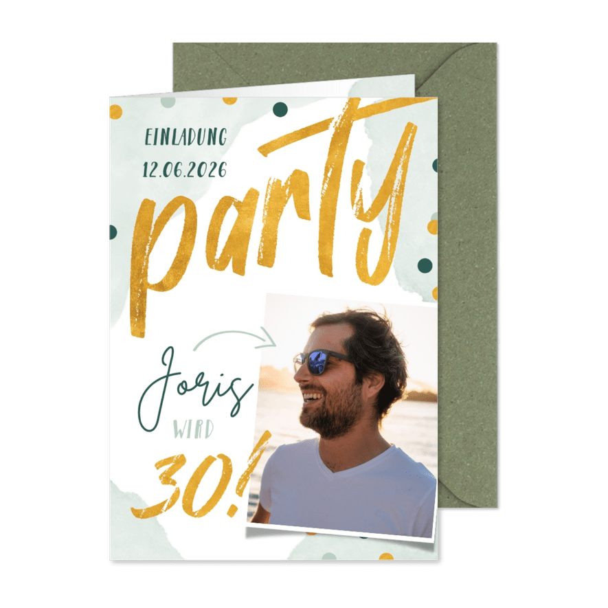 Einladung zum 30. Geburtstag Party mit Foto - Karteneindruck