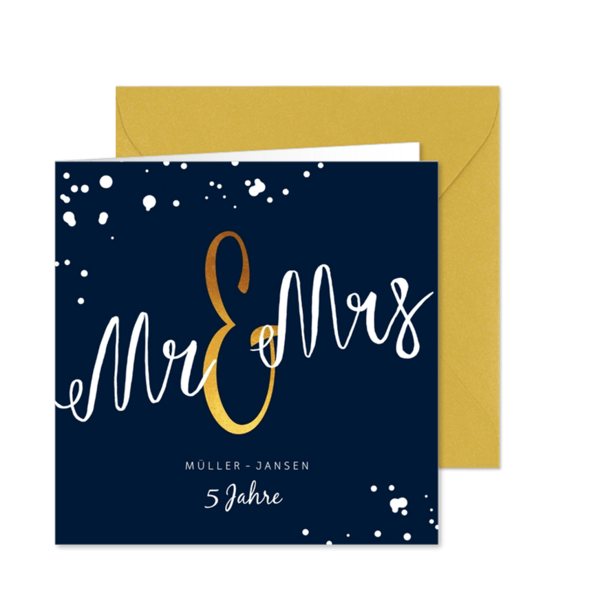 Einladung zum 5. Hochzeitstag Mr. & Mrs. - Karteneindruck