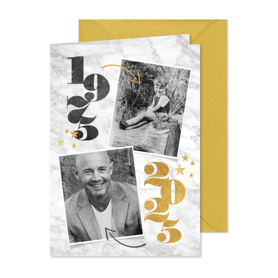 Einladung zum 50. Geburtstag 1975-2025 Marmor - Karteneindruck