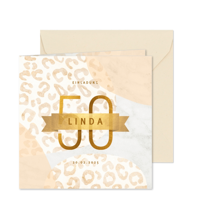 Einladung zum 50. Geburtstag mit zwei Fotos - Karteneindruck
