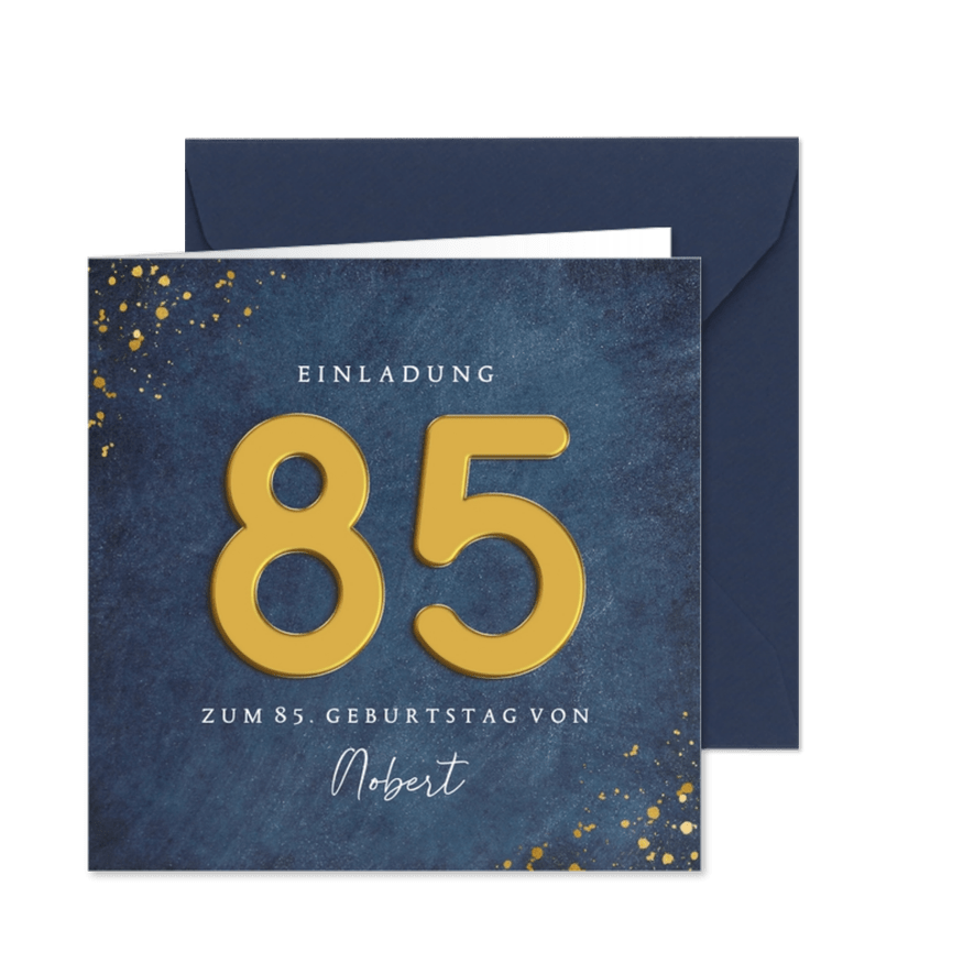 Einladung zum 85. Geburtstag große Zahl - Karteneindruck
