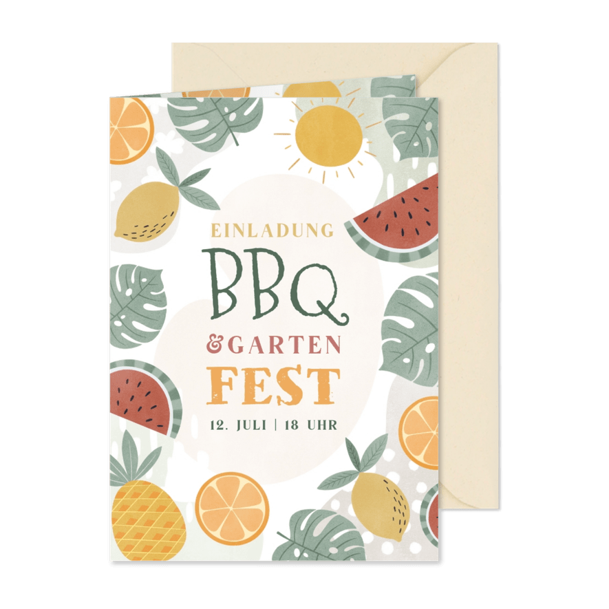 Einladung zum BBQ-Gartenfest sommerlich - Karteneindruck