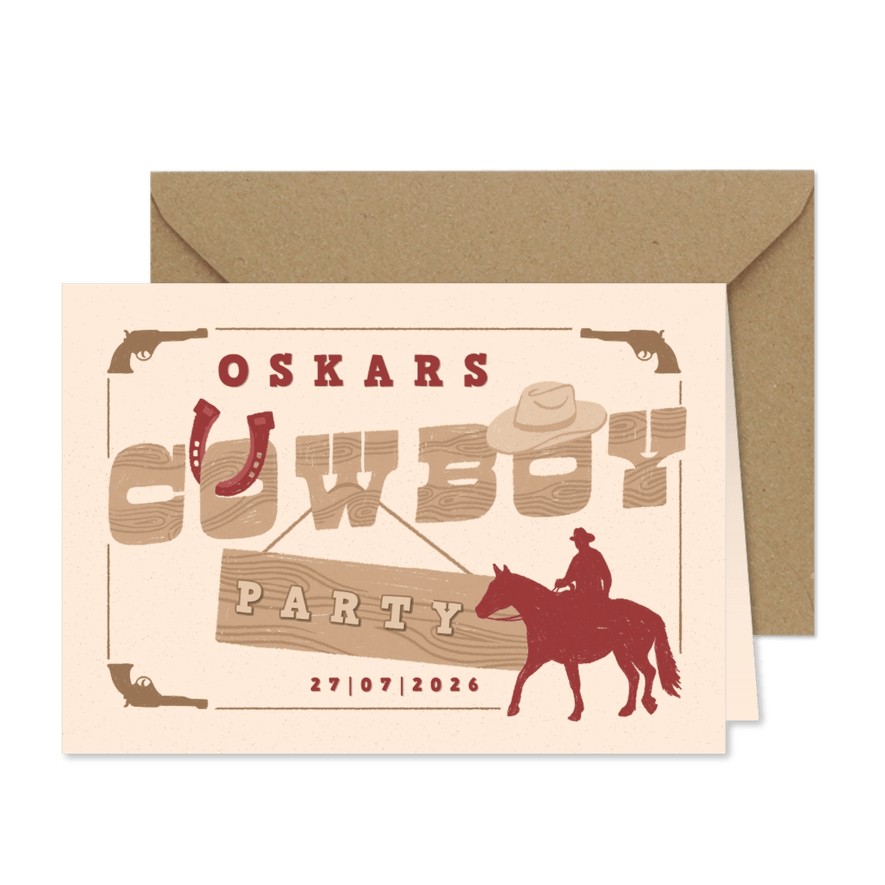 Einladung zum Cowboy-Kindergeburtstag 6 Jahre - Kartenvorschau
