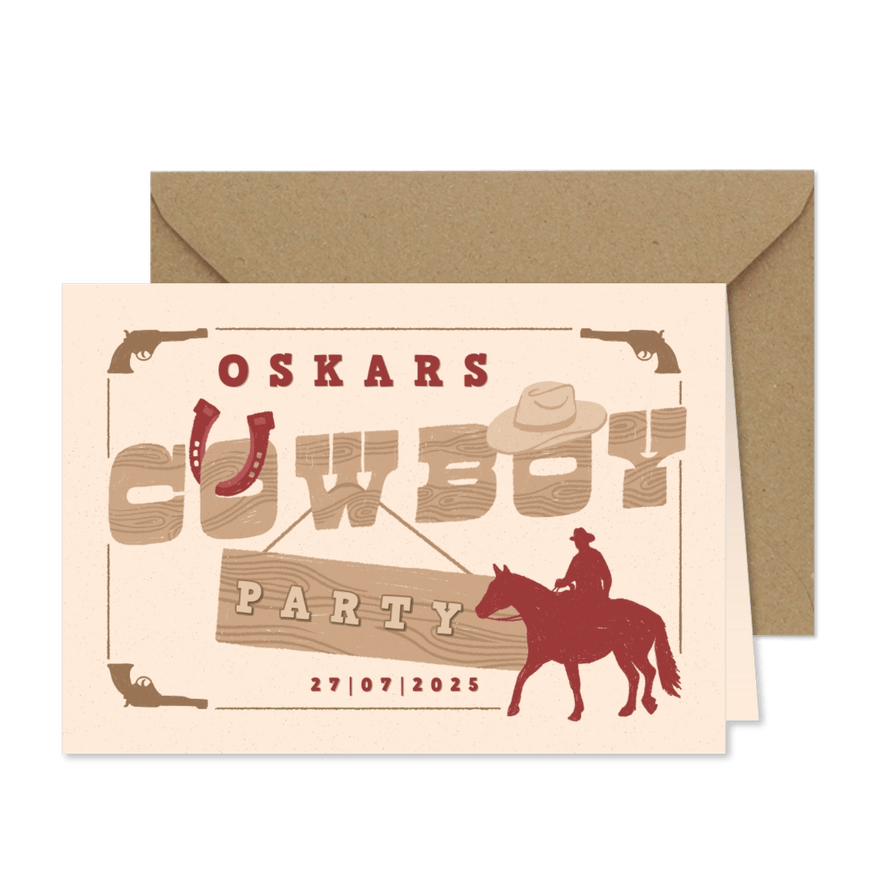 Einladung zum Cowboy-Kindergeburtstag 6 Jahre - Karteneindruck