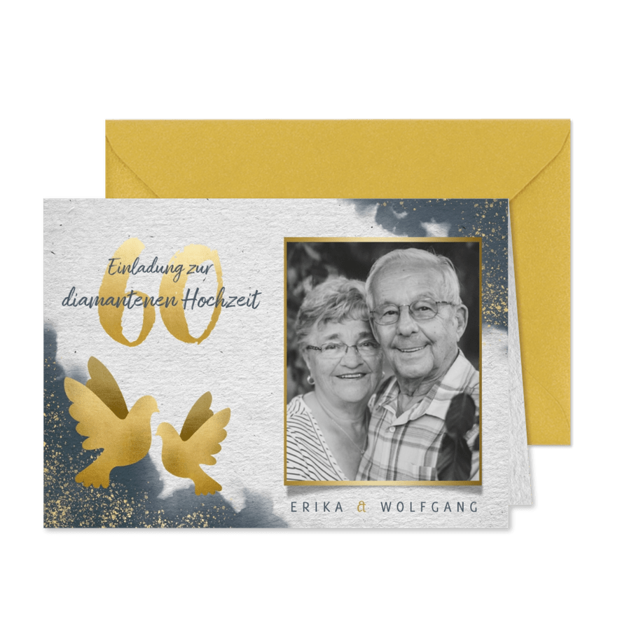 Einladung zum diamantenen Jubiläum mit Foto - Karteneindruck