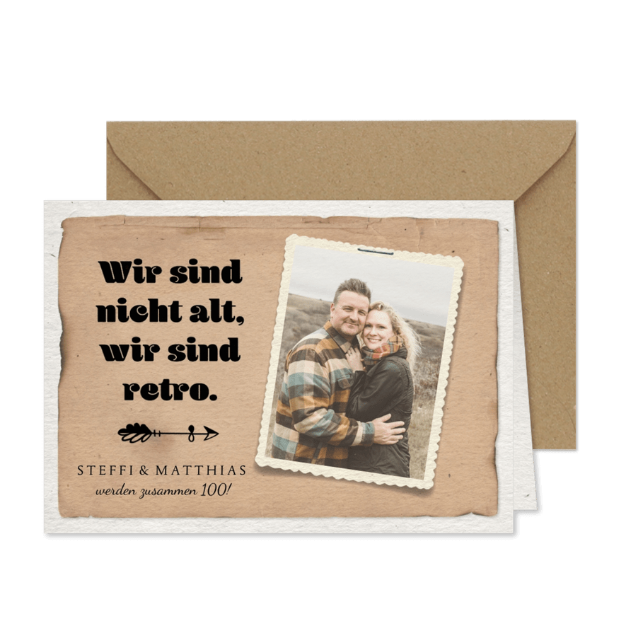 Einladung zum Doppelgeburtstag Retro für zwei - Karteneindruck