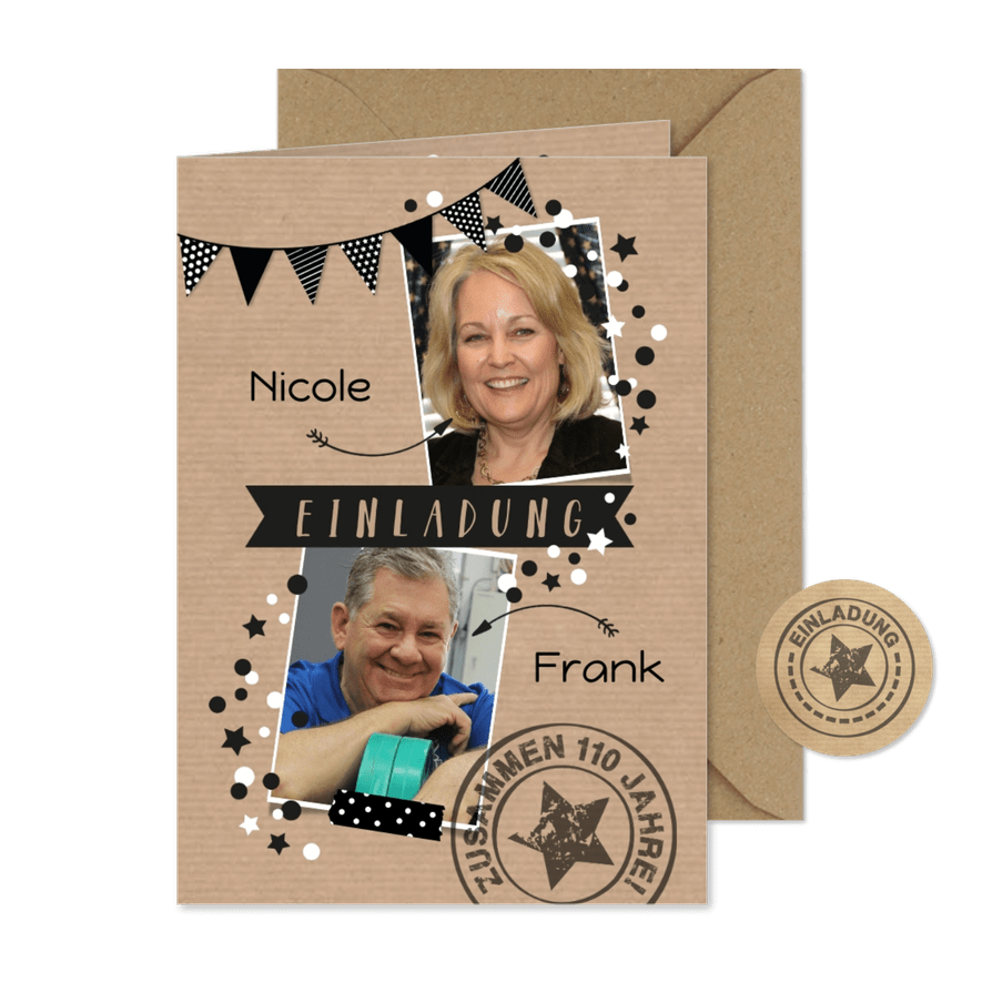 Einladung zum Doppelgeburtstag Zusammen 110 - Karteneindruck