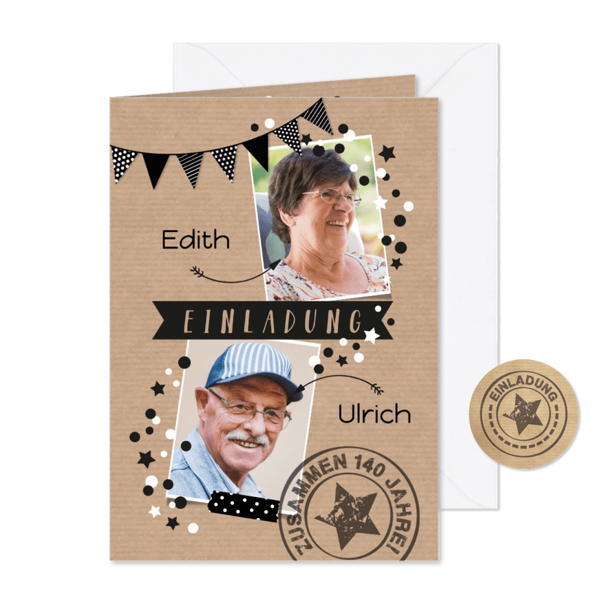 Einladung zum Doppelgeburtstag Zusammen 140 - Karteneindruck